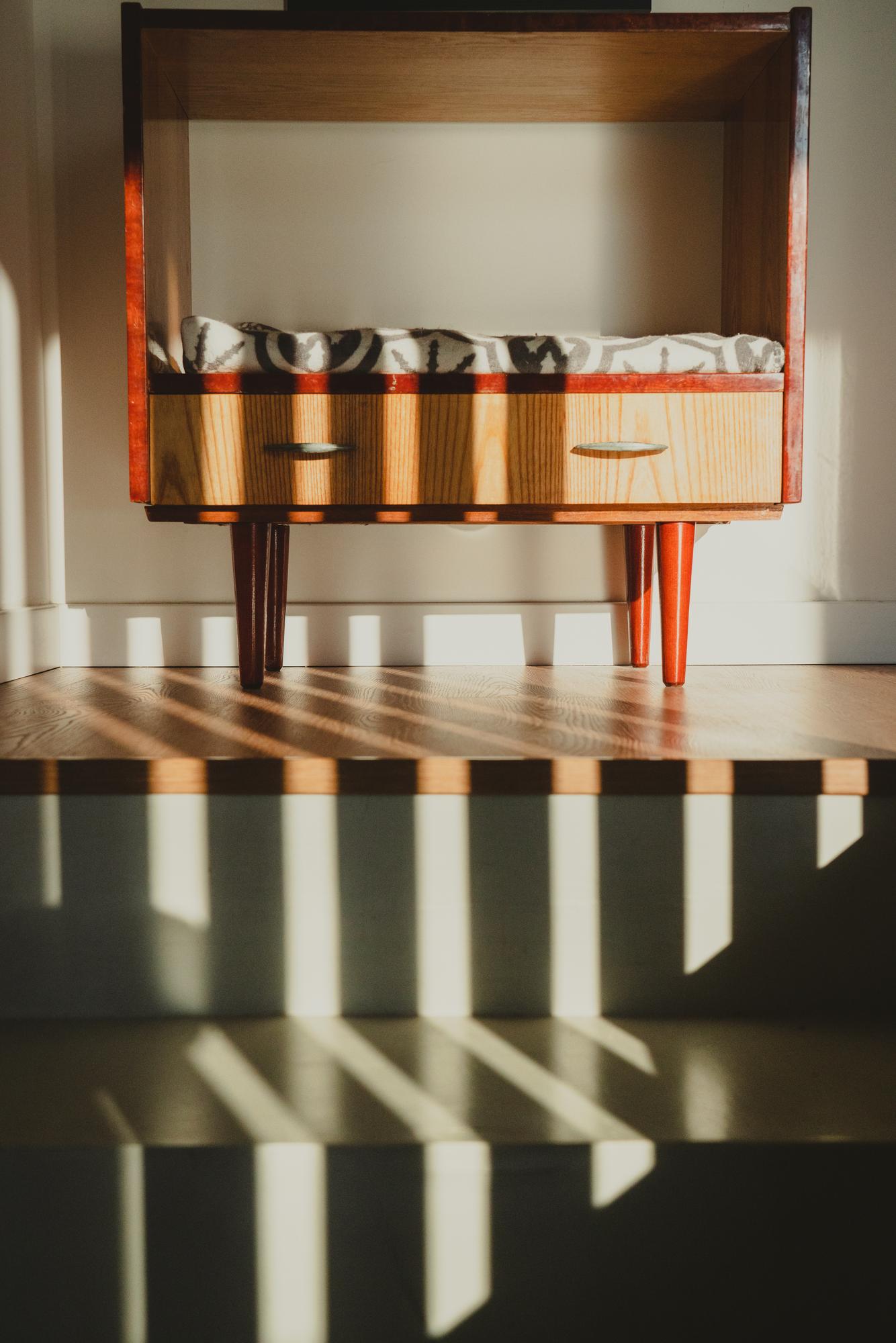 long communal table in studio with soft lighting